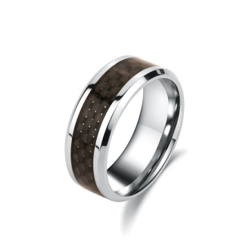 Оптовая горячая продажа кольца из нержавеющей стали черное углеродное волокно кольца
